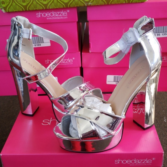 Silver Mirror High Heels Size 9 New Never Worn - Picture 7 of 8